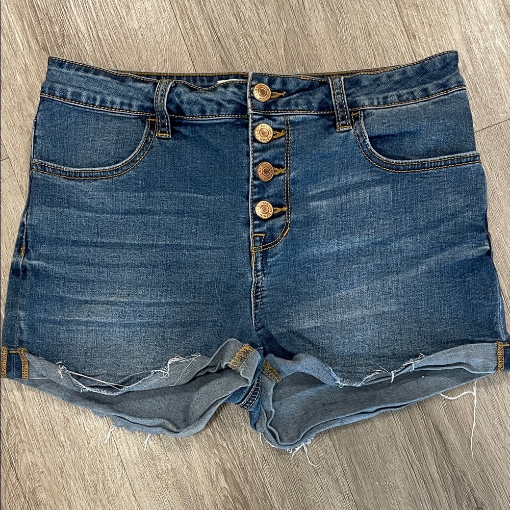 PacSun Super‎ Stretch Shortie Button Fly Denim Jean Shorts 28